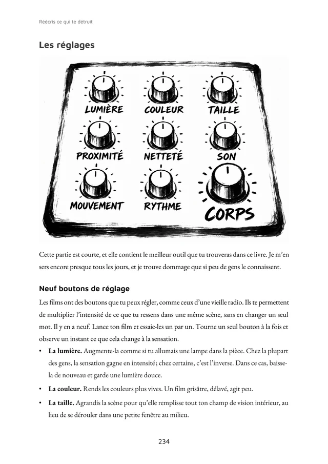 Page 234 de Réécris ce qui te détruit : Les réglages