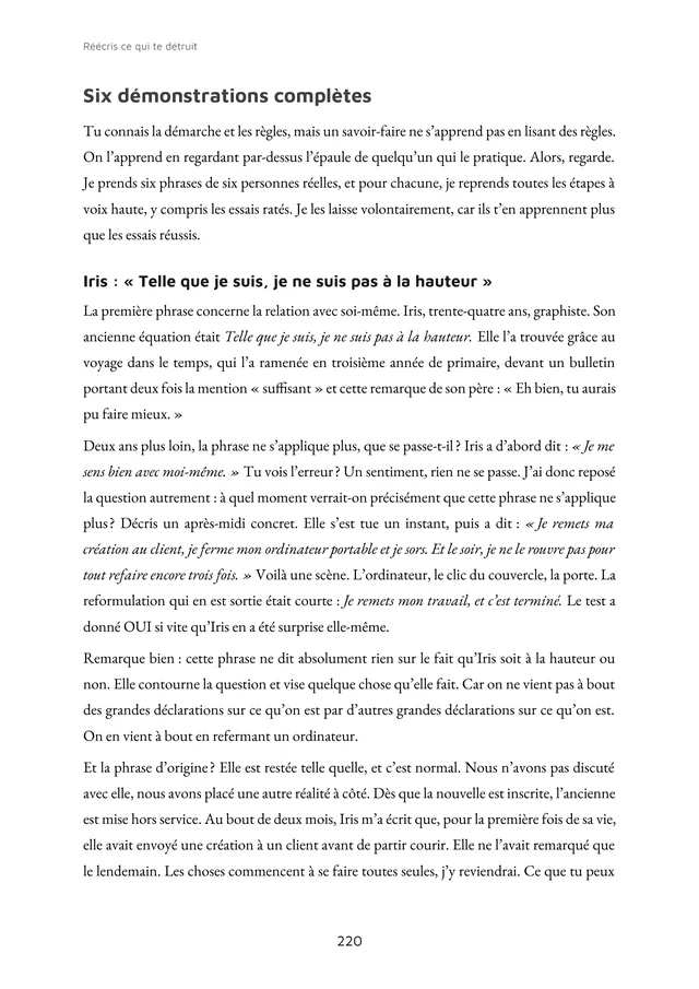 Page 220 de Réécris ce qui te détruit : Six démonstrations complètes