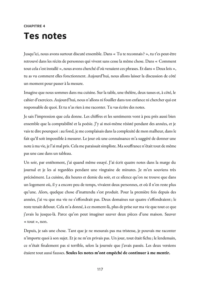 Page 117 de Réécris ce qui te détruit : Tes notes